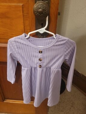Amazon Girls' Lavender Striped Long Sleeve Dress